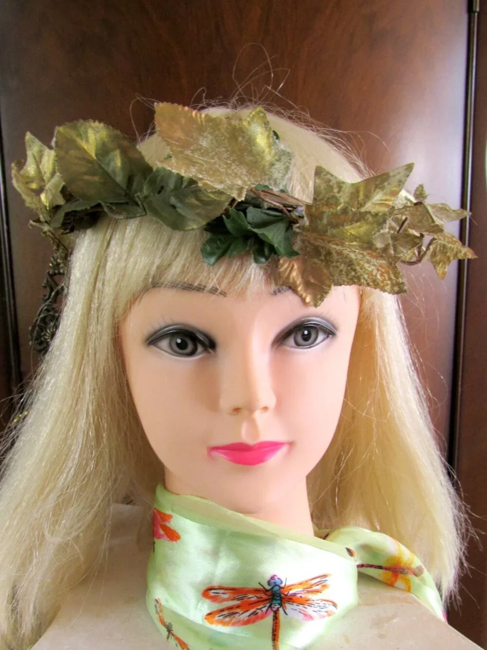 2 FESTIVAL HAIR WREATHS: FLORAL & GOLDEN LEAVES; RENAISSANCE, MEDIEVAL COSTUMES - Picture 4 of 12
